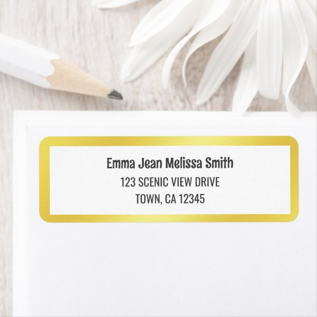 Modern Seventies Vibe Golden Frame Address  Label (Insitu)