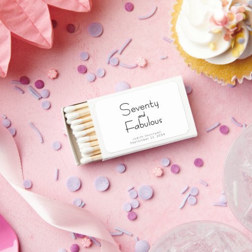Modern Seventy & Fabulous Name 70th Birthday Party Matchboxes