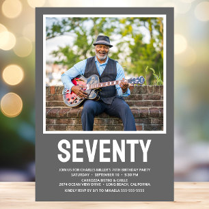Modern SEVENTY Photo 70th Birthday Party Invitation