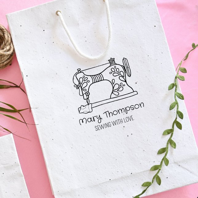 Modern Sewing Machine, Small Business Large   Rubber Stamp (Creator Uploaded)