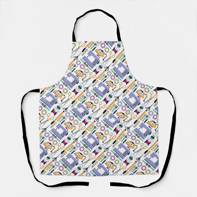 Modern Sewing Supplies and Tools Pattern Apron (Front)