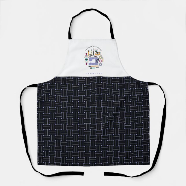 Modern Sewing Supplies and Tools Pattern Apron (Front)