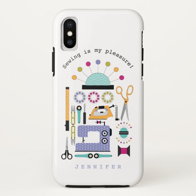 Modern Sewing Supplies and Tools Pattern Case-Mate iPhone Case (Back)