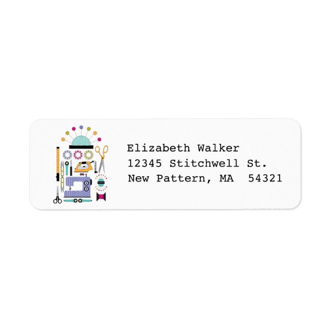 Modern Sewing Supplies and Tools Pattern Label (Front)