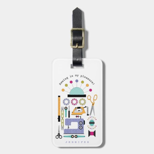 Modern Sewing Supplies and Tools Pattern Luggage Tag