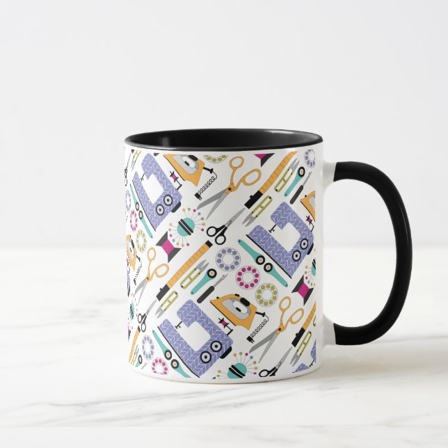 Modern Sewing Supplies and Tools Pattern Mug (Right)