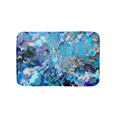 Modern Shades Of Blue Abstract Design Chic  Bath Mat