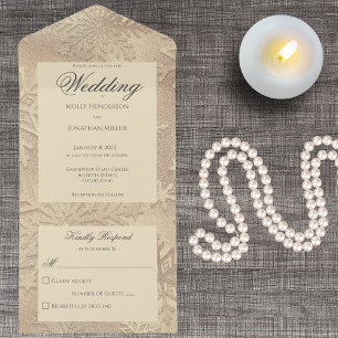 Modern Shades of Gold Snowflake All In One Invitation