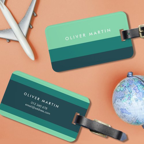 Modern Shades of Green and Teal Color Block Luggage Tag