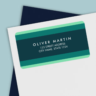 Modern Shades of Teal Green Color Block Address Label