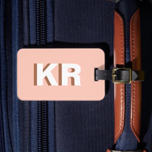 Modern Shadow Monogram Color Block Brown Beige Luggage Tag