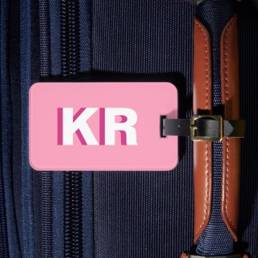 Modern Shadow Monogram Pink Personalized Luggage Tag