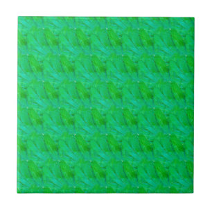 Modern Shamrock Green Abstract Botanical Pattern  Ceramic Tile