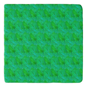 Modern Shamrock Green Abstract Botanical Pattern Trivet