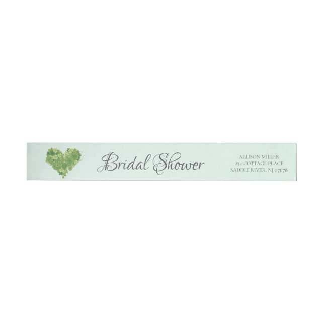 Modern Shamrock Heart Bridal Shower label (Individual)