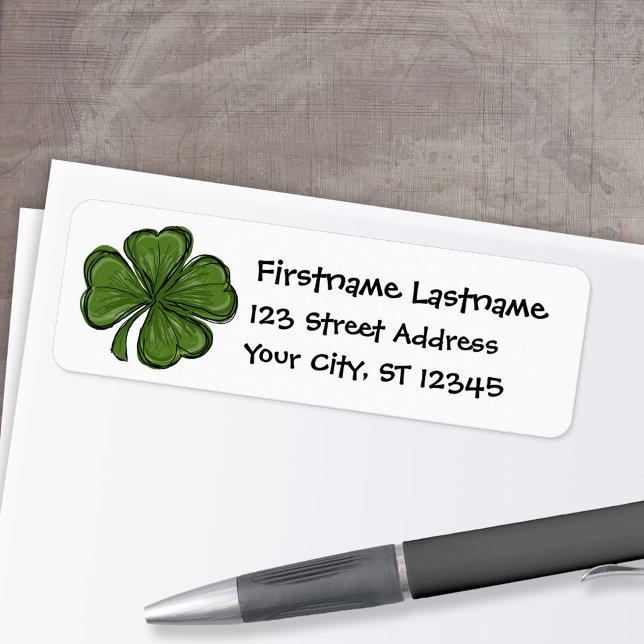 Modern Shamrock with return address Label (Personalized Return Address Label)