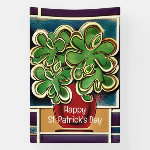 Modern ShamrocksClovers Happy St Patricks Day Banner