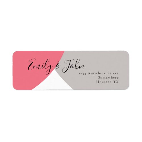 Modern Shape Rose Pink Gray Wedding Return Address Label