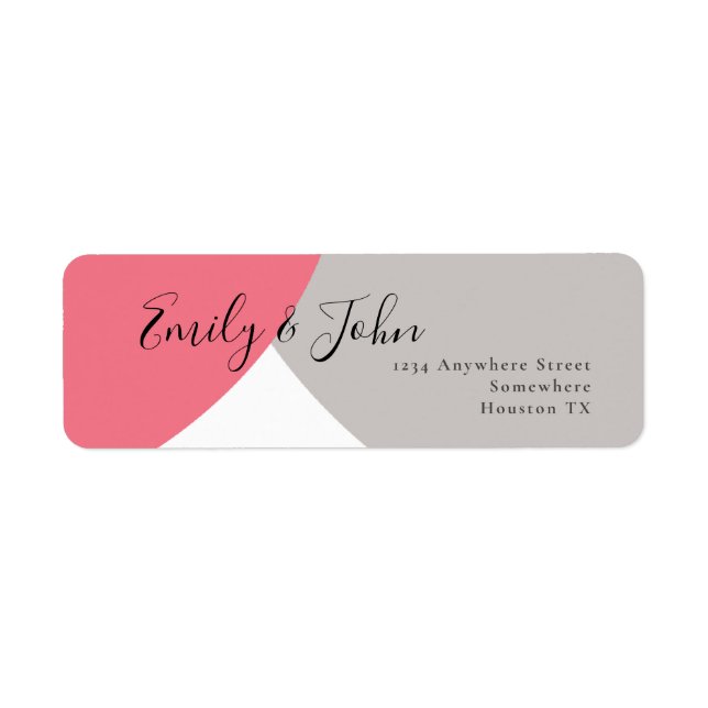 Modern Shape Rose Pink Gray Wedding Return Address Label (Front)