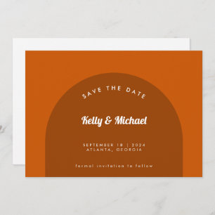 Modern Shape Terracotta Burnt Orange Save Date Invitation