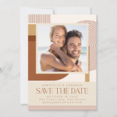 Modern Shapes and Line Terracotta Photo Wedding Save The Date (Front)