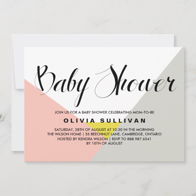 Modern Shapes Blush & Gray Baby Shower Invitation (Front)