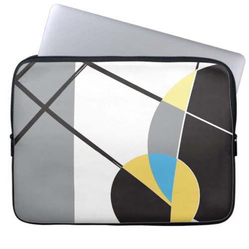 Modern Shapes Yellow black Abstract Art Laptop Sleeve