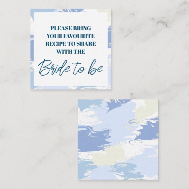 Modern Share a Recipe Cloud Nine Bridal Shower Enclosure Card (Front/Back)