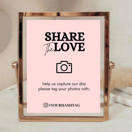 Modern Share The Love Hashtag Blush Pink  Poster