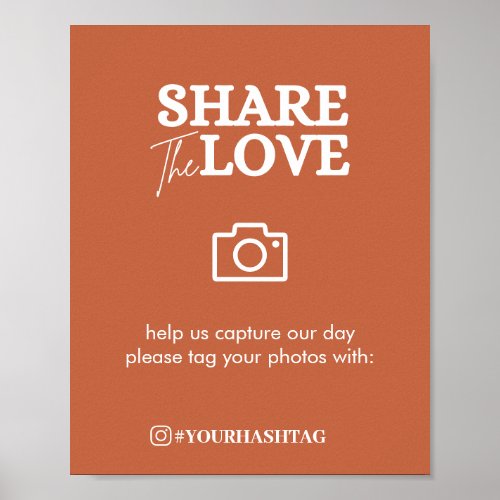 Modern Share The Love Hashtag Terracotta Poster