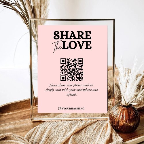 Modern Share The Love QR Code Blush Pink  Poster