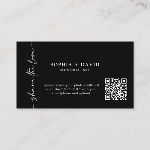 Modern Share The Love QR Code Wedding Photos Card