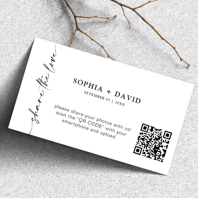 Modern Share The Love QR Code Wedding Photos Card (Creator Uploaded)