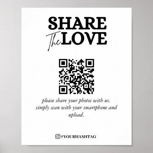 Modern Share The Love QR Code White Poster