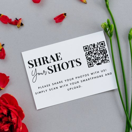 Modern Share Your Shots QR Code Enclosure Card
