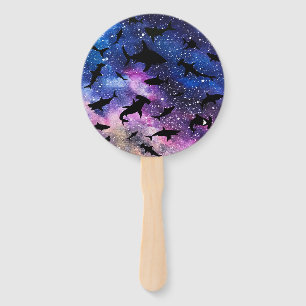 Modern Shark fish gradient colorful galaxy Space Hand Fan