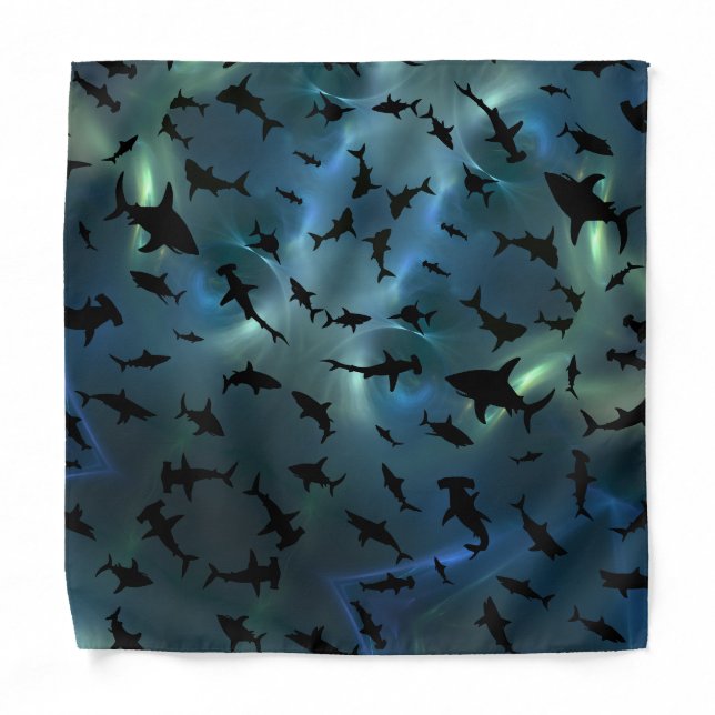 Modern shark fish jaws whale under the sea galaxy bandana (Front)