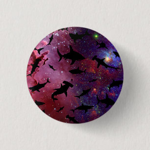 Modern shark fish jaws whale under the sea galaxy button