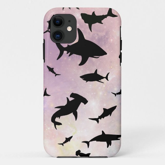 Modern shark fish jaws whale under the sea galaxy Case-Mate iPhone case (Back)