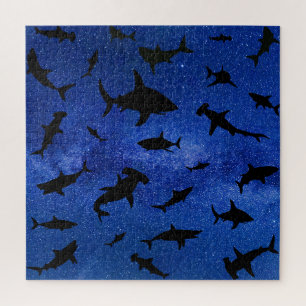 Modern shark fish jaws whale under the sea galaxy jigsaw puzzle