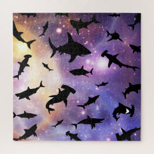 Modern shark fish jaws whale under the sea galaxy jigsaw puzzle