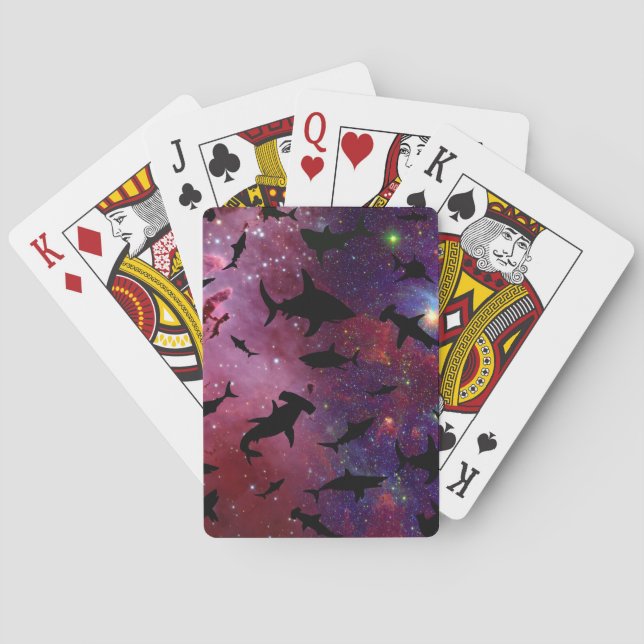 Modern shark fish jaws whale under the sea galaxy poker cards (Back)