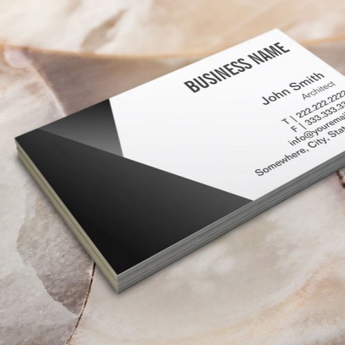 Modern Sharp Black  White Architect Business Card