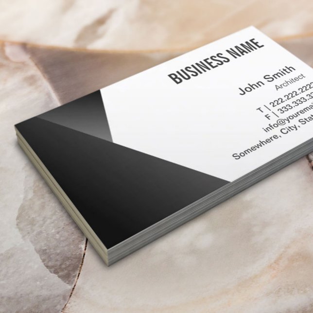 Modern Sharp Black & White Architect Business Card (Creator Uploaded)