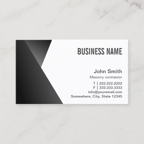 Modern Sharp Black  White Masonry Business Card