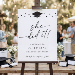 Modern She Did It Graduation Party Welcome Foam Board