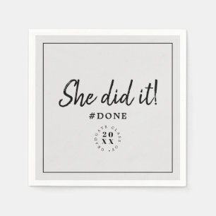 Modern She Did it! Hashtag Done Graduation Paper Napkins