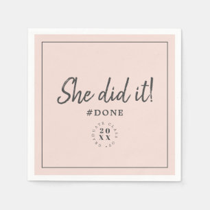 Modern She Did it! Hashtag Done Graduation Paper Napkins