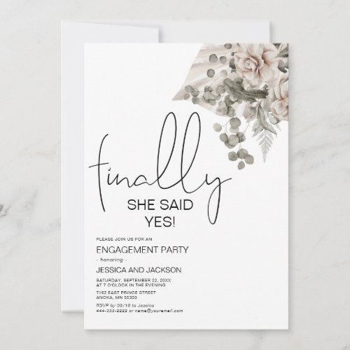 Modern She Finaally Said yes Engagement party Announcement