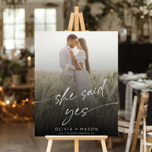 Modern She Said Yes Engagement Party Photo Welcome Foam Board